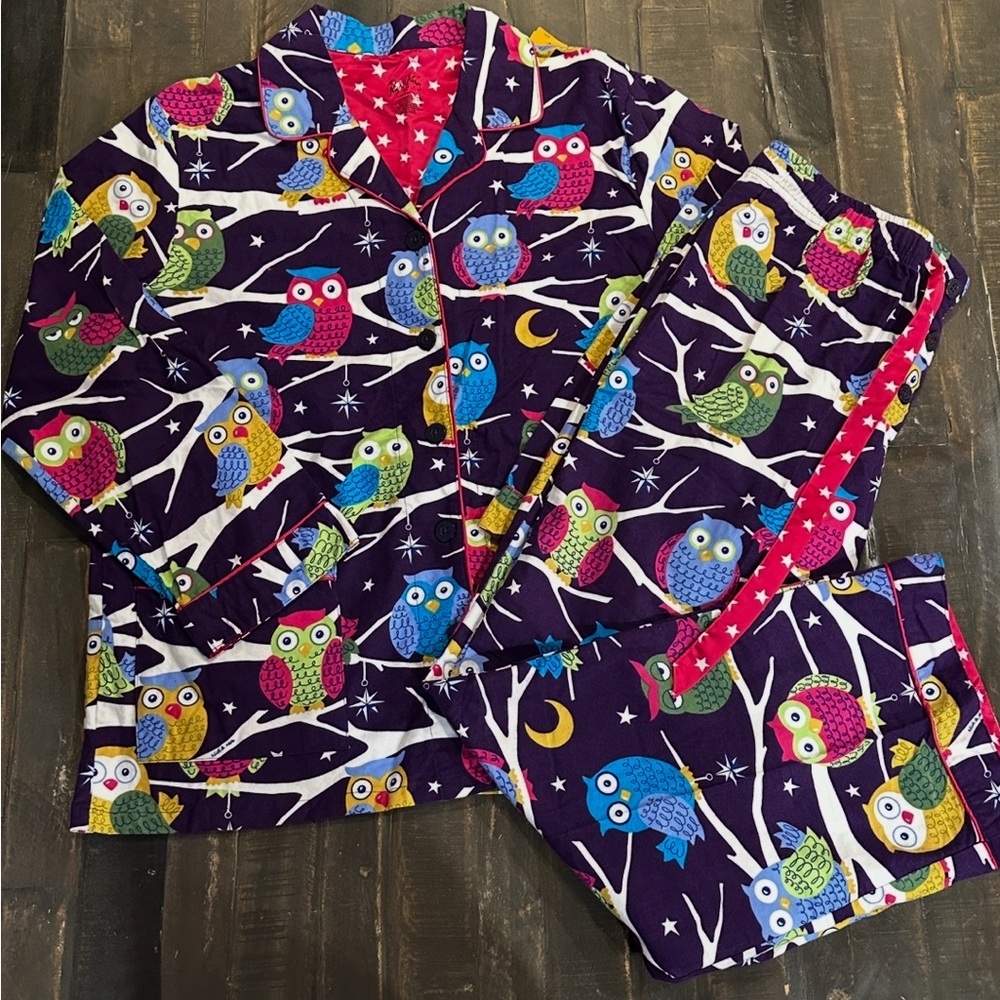 Nick & Nora Vintage Purple Night Owl Pajama Set